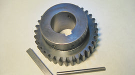 Slagger Drive Gear, With 2 Set Screws & Key. Used on all lengths of 1.5" Dia Driveshaft on Slagger tables from Ser# T-925 to current. All non-Slagger Plus tables prior to Serl# T-925 contact Slagger Parts to verifyparts@slagger.com or 800-831-0944